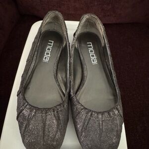 Moda Metallic Charcoal Women's Ballet Flats